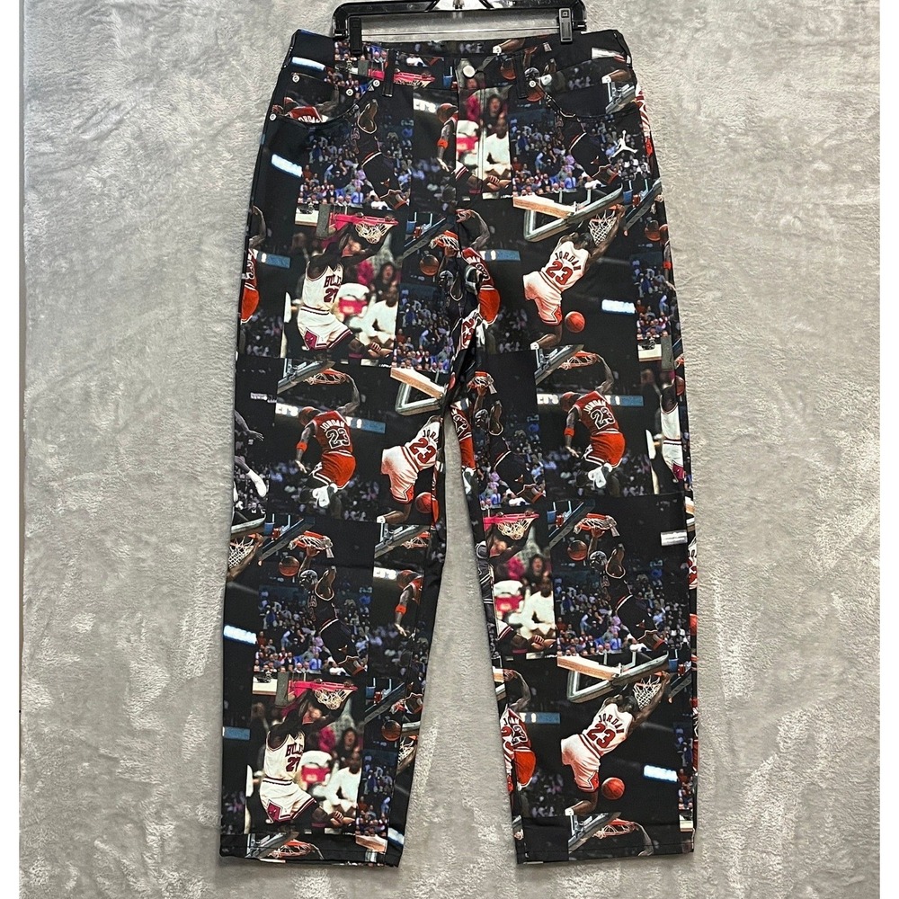Air Jordan Flight Pants Mens *36 Black Michael Jordan All Over Print Oversized